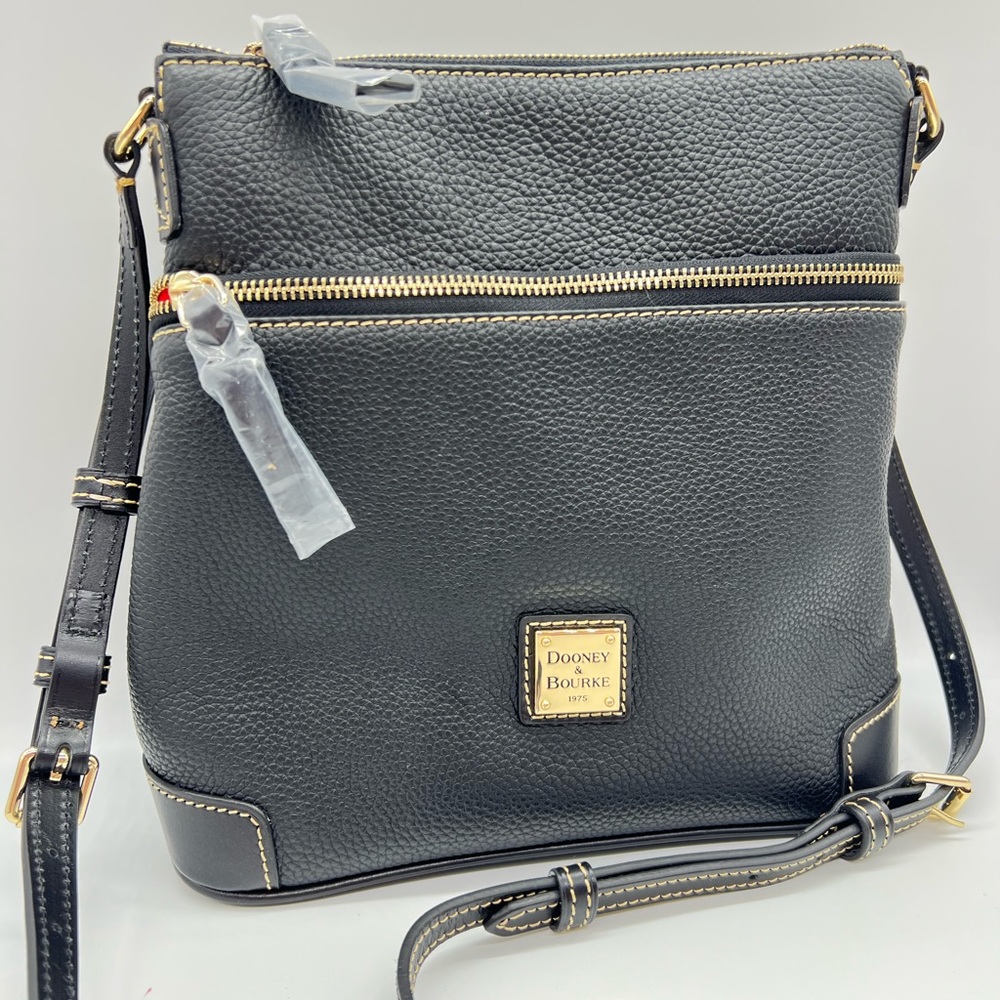 Dooney & Bourke Pebbled Leather Black Crossbody Zip Bag